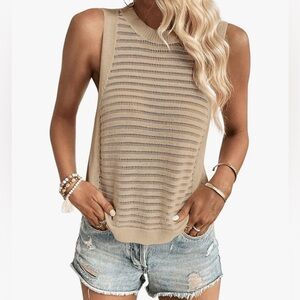 SHEIN Sleeveless Tan Knit Top- Size L